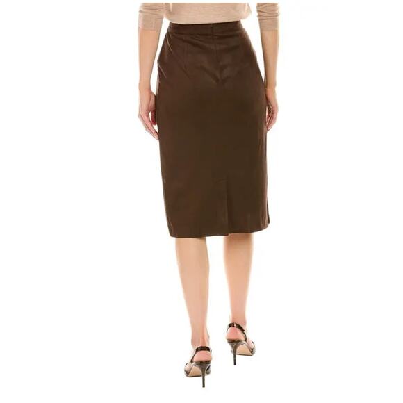 J McLaughlin Rowena Skirt Mocha Chocolate Brown Faux Suede 4 - Picture 3 of 8